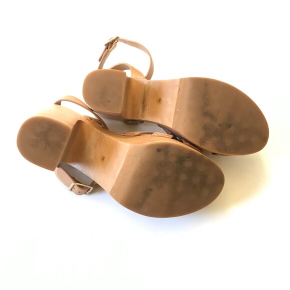 Loeffler Randall Abbie Knot Clog Sandals Womens 9 Tan Leather Platform Studded - Picture 10 of 14